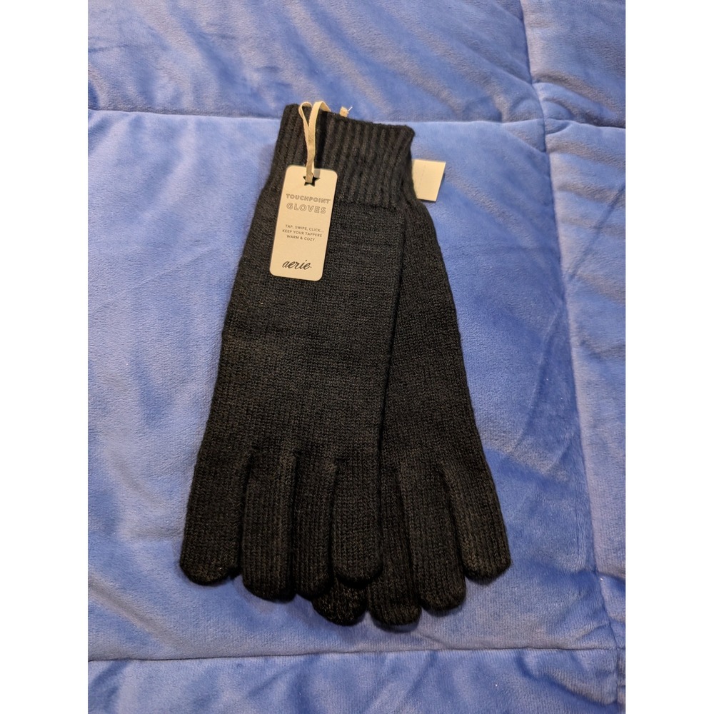 Aerie Touchpoint Gloves Black Knit One Size